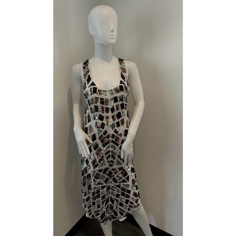 Tessora Womens Razor Back Hi Lo Multicolored Sequin Dress size XS NWT Orig $385 - Picture 3 of 16